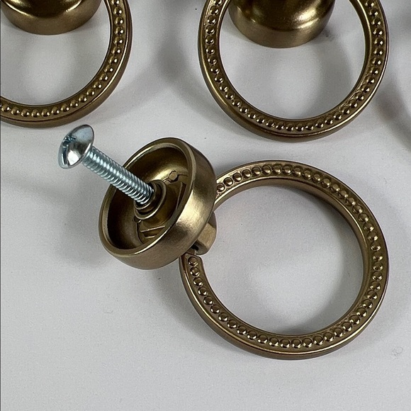 Cabinter Drawer Knobs Metal Ring Pulls Gold Champagne Bronze Hardware Set of 25 - Picture 5 of 8